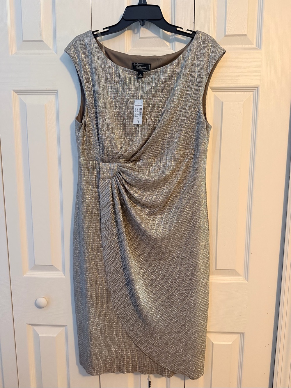 Dress Barn Silver Metallic Ruched Sheath Dress
